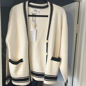 For The Republic Cream and Black Women's Cardigan used